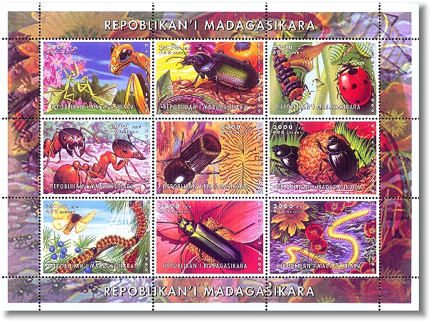 Falta sello Madagascar1999. 2 hormigas rojas