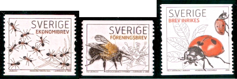 Serie sellos insectos, Suecia 2008