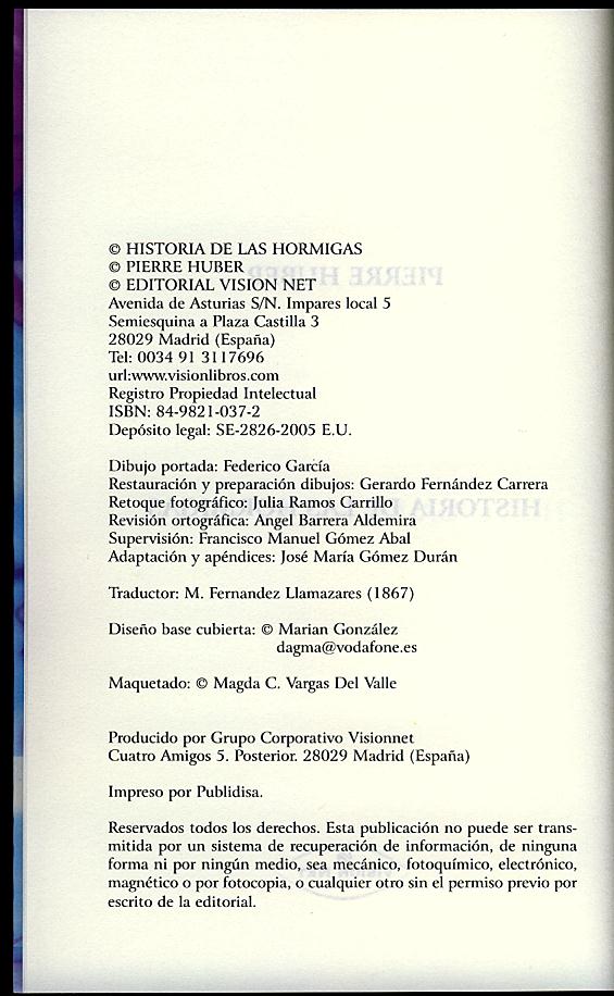 Cr�ditos del libro de Huber